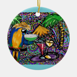 Beach Party Parrot Ceramic Tree Decoration