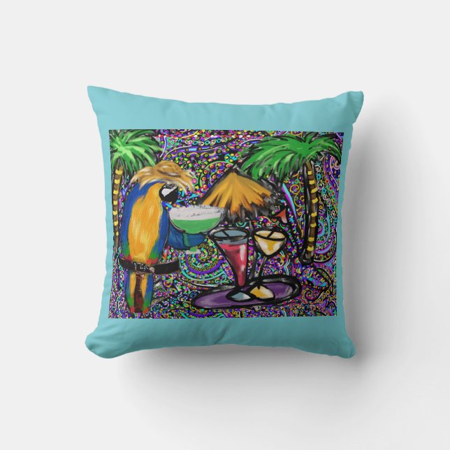 Beach Party Parrot Cushion (Front)