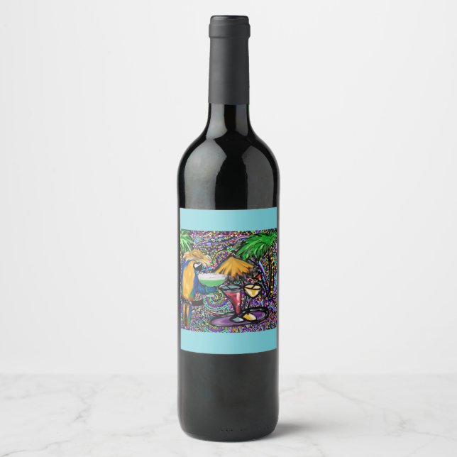 Beach Party Parrot Wine Label (Front)