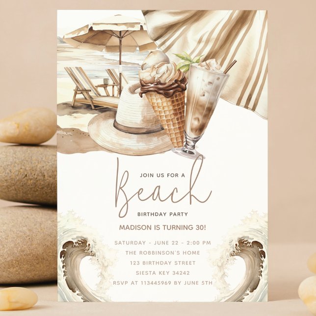 Beach Party  Pastel Sand Birthday  Invitation (Creator Uploaded)