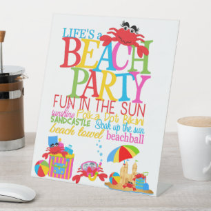 Beach Party Pedestal Sign