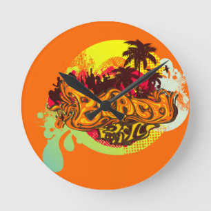Beach Party Round Clock