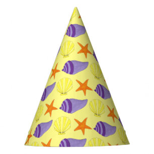 Beach Party Sea Shells Seashells Yellow Purple Hat