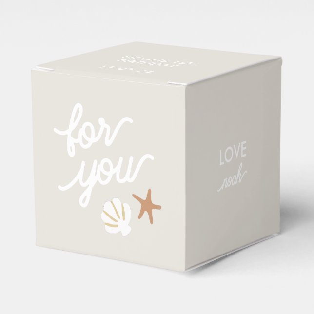 Beach Party Seashell Starfish Personalised Favour Box (Front Side)
