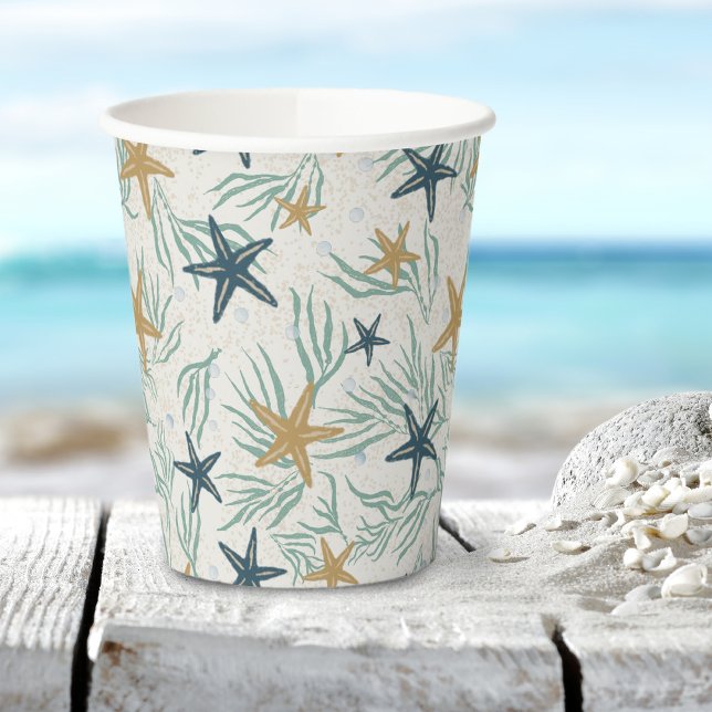 Beach Party Starfish Paper Cups: 8oz Paper Cup (Creator Uploaded)