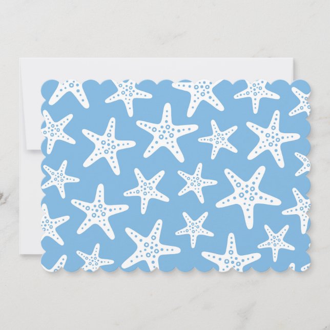 Beach Party Starfish Pattern Blue Invitation (Front)