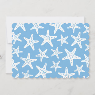 Beach Party Starfish Pattern Blue Invitation