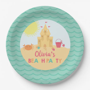 Beach Party Summer Sand castle Birthday Paper Plate