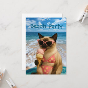 Beach Party themed for Siamese Cat lovers Invitation