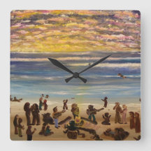 Beach Party wall clock-square