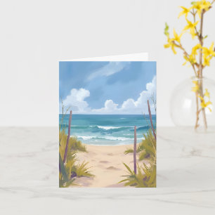 Beach Path Ocean Watercolor Coastal Painted Card