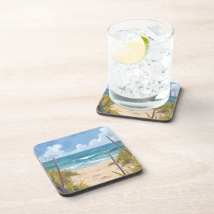 Beach Path   Ocean Watercolor Coastal Painted Coaster