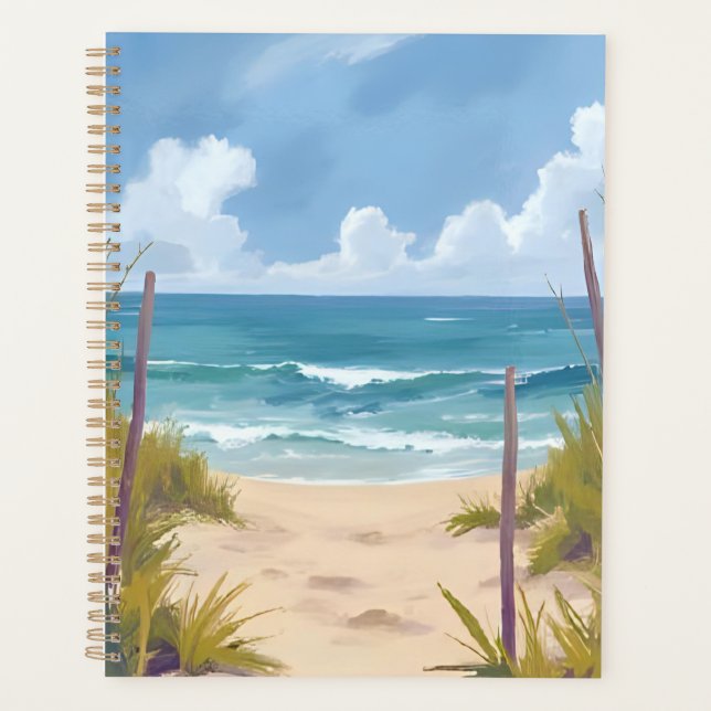 Beach Path | Ocean Watercolor Coastal Painted Planner (Front)