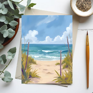 Beach Path   Ocean Watercolor Coastal Painted Postcard