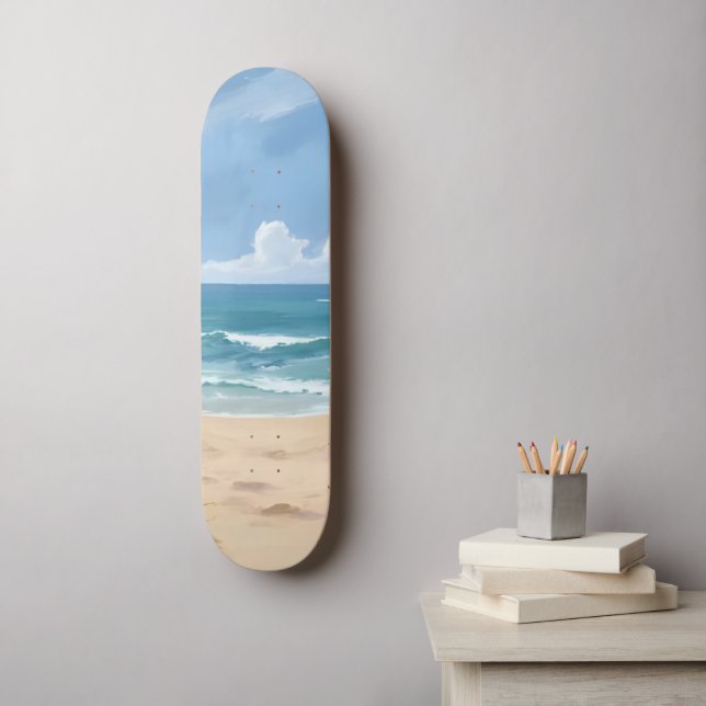 Beach Path | Ocean Watercolor Coastal Painting Skateboard (Wall Art)