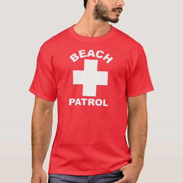 BEACH PATROL White Logo Lifeguard T-Shirt (Front)