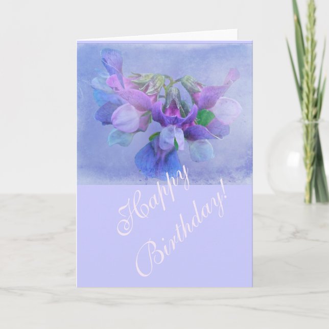 Beach Pea Flowers - Happy Birthday Card (Front)