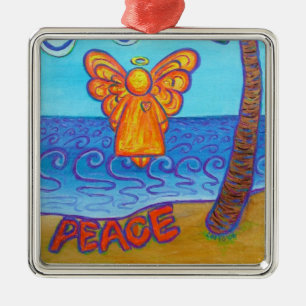 Beach Peace Angel Art Custom Holiday Ornaments