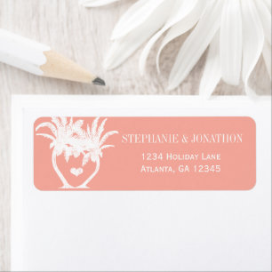 Beach Peach Palm Tree Destination Chalkboard Return Address Label