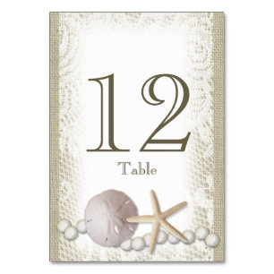 Beach Pearls and Lace Table Number Card
