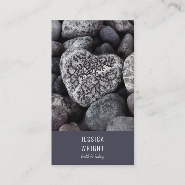 Beach Pebble Heart Natural Business Card (Front)