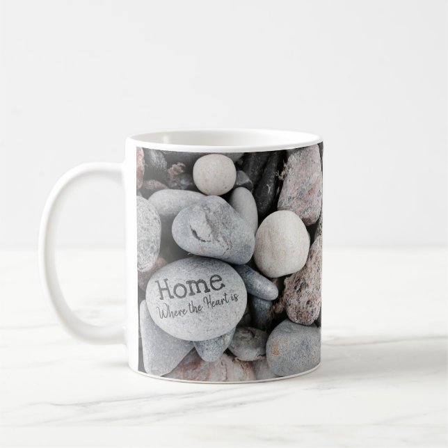 Beach Pebble Nature home is where the heart is Coffee Mug (Left)
