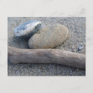 Beach Pebbles and Wood Postcard