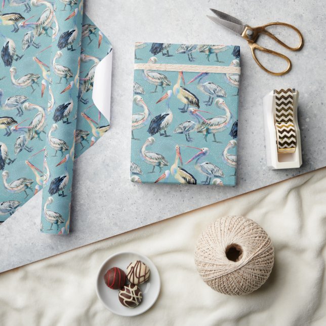 Beach Pelican Pattern Wrapping Paper (Crafts)