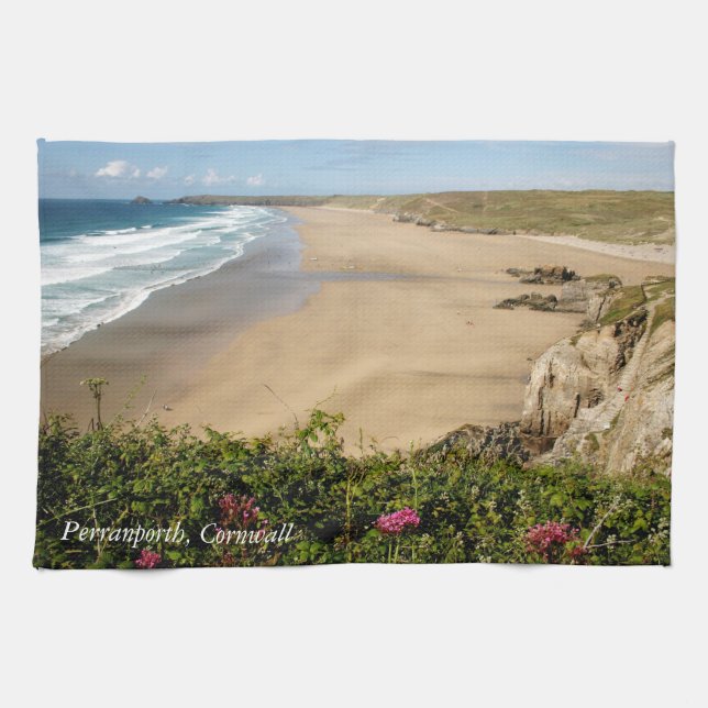 Beach Perranporth, Cornwall Towel (Horizontal)