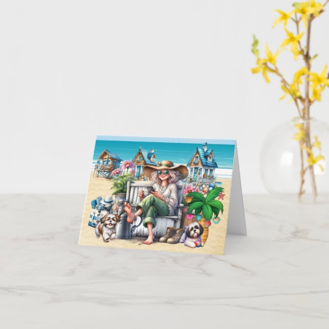 BEACH Personal, Real Estate, Business Christmas Card (Yellow Flower)