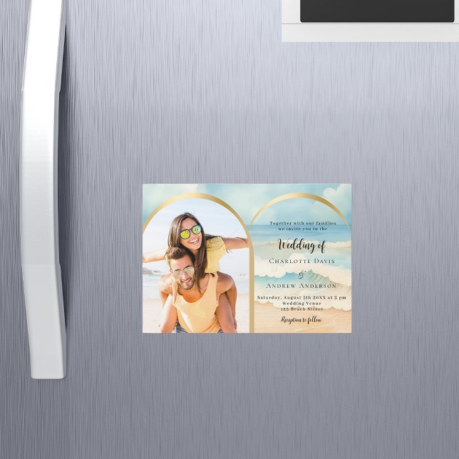 Beach photo arch wedding magnetic invitation (Creator Uploaded)