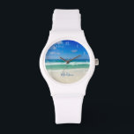 Beach Photo Beautiful Ocean Waves Personalised Watch<br><div class="desc">A beautiful beach photograph taken in the ideal vacation destination of Destin,  Florida. The gorgeous green waters of Sandestin wash up to the sandy seashore underneath serene blue skies to make the perfect scenic vacation photo.</div>