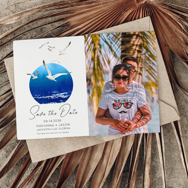 Beach Photo Coastal Wedding Save The Date (Creator Uploaded)