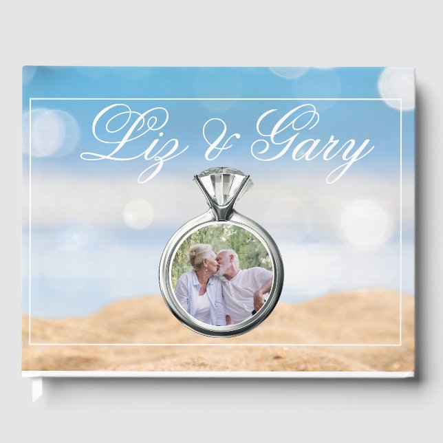 Beach Photo Destination Wedding  Guest Book (Front)
