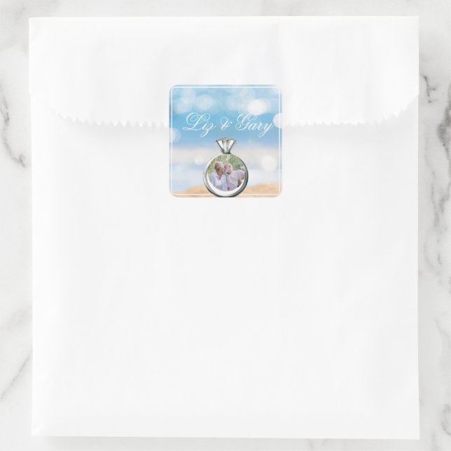 Beach Photo Destination Wedding  Square Sticker (Bag)