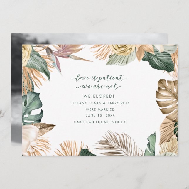 Beach Photo Elopement Wedding Announcement (Front/Back)