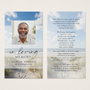Beach Photo In Loving Memory Sympathy Prayer Card