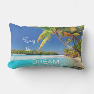 Beach Photo Living the Dream Outdoor Lumbar Cushion