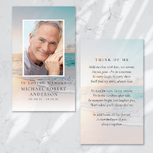 Beach Photo Memorial Prayer Card