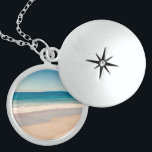 Beach Photo Ocean Blue Scenic Locket Necklace<br><div class="desc">A lovely vintage style photo of a beach in California for a keepsake locket necklace.
Customise with text to create your own custom personalised design. 
A wedding anniversary gift for your wife.</div>
