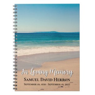 Beach Photo Ocean Blue Scenic Memorial Guest Notebook