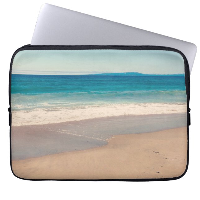 Beach Photo Ocean Blue Scenic Paper Placemat Laptop Sleeve (Front)
