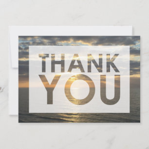 Beach Photo of Ocean at Sunrise with Cutout Thank You Card