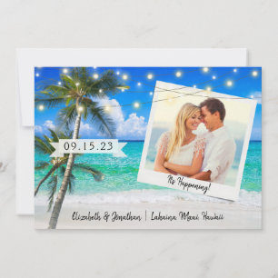 Beach Photo Palm String Lights Destination Save The Date