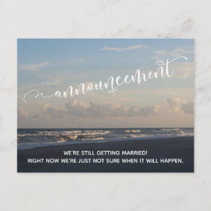 Beach Photo Postponed Wedding Announcement Postcard