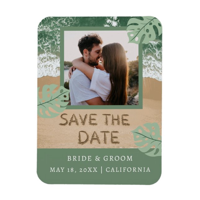 Beach Photo Save the Date Invitation Magnet (Vertical)