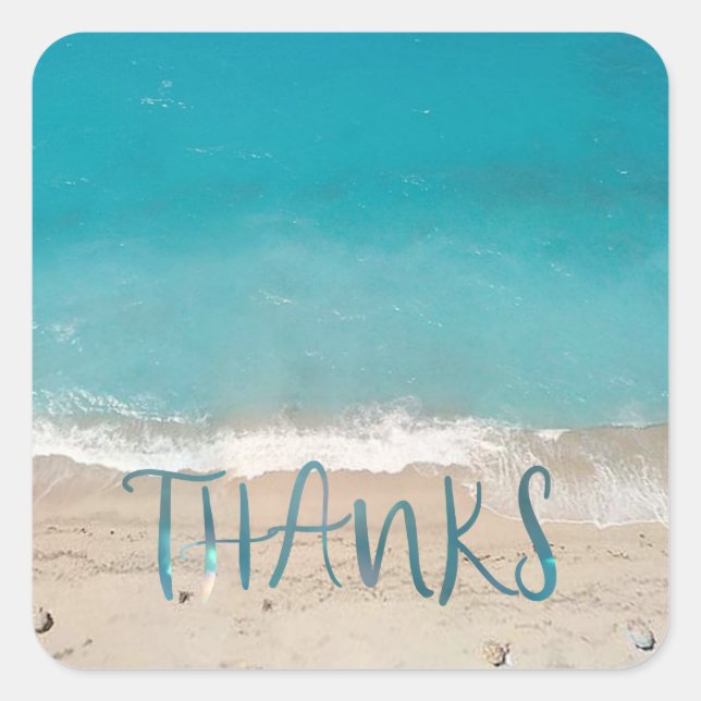 Beach Photo Thanks Square Sticker (Front)