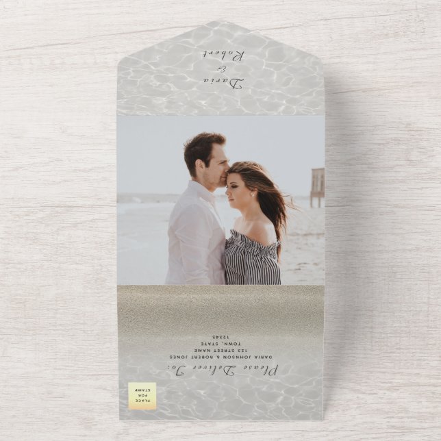 Beach Photo Wedding All In One Invitation (Outside)
