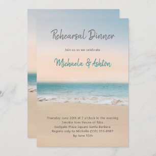 Beach Photo Wedding Rehearsal Dinner Invitation