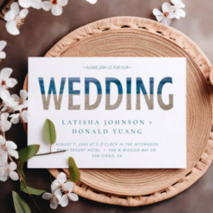 Beach Photo Wedding Text Art Invitation